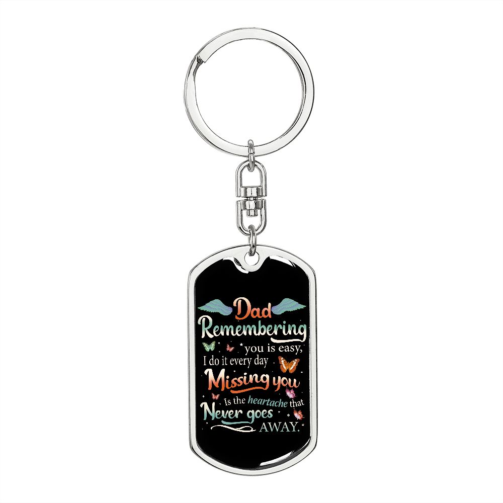 Remembering Dad, Dog Tag with Swivel Keychain