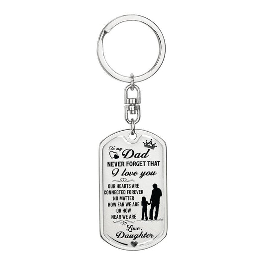 Dad, Never Forget I Love You, Keychain From Daughter