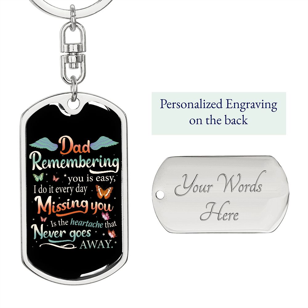 Remembering Dad, Dog Tag with Swivel Keychain