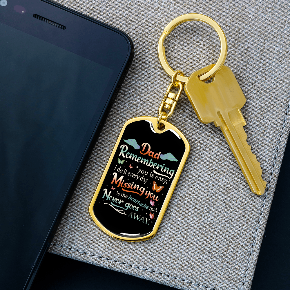 Remembering Dad, Dog Tag with Swivel Keychain