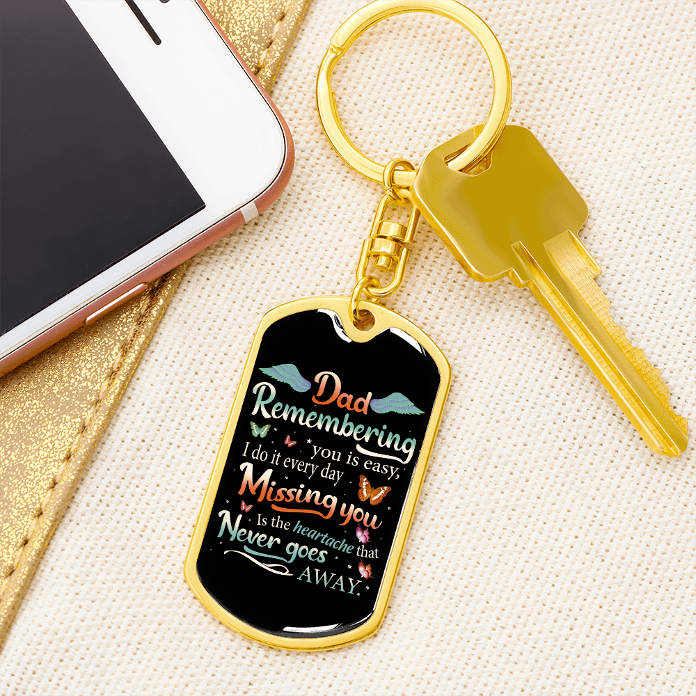 Remembering Dad, Dog Tag with Swivel Keychain