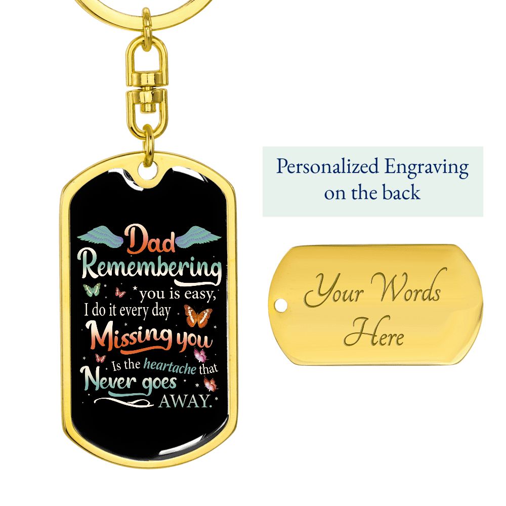 Remembering Dad, Dog Tag with Swivel Keychain