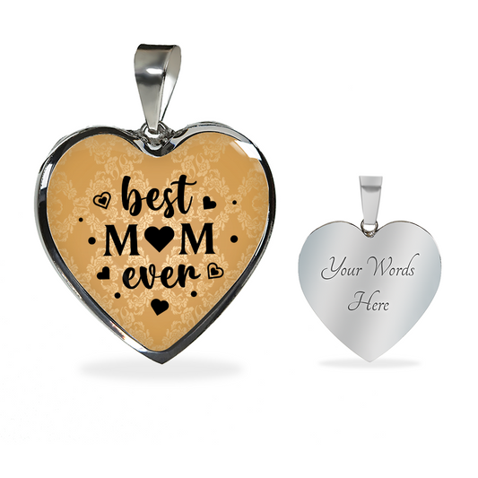 Mom, Best Mom Ever Heart Pendant Necklace