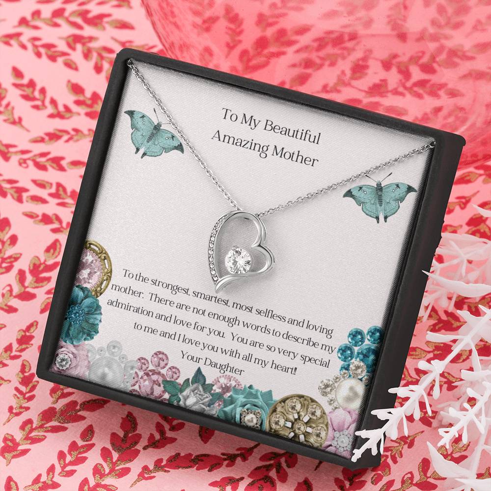 Mother, Beautiful and Amazing Heart Necklace