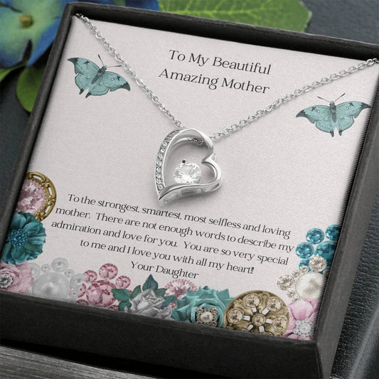 Mother, Beautiful and Amazing Heart Necklace