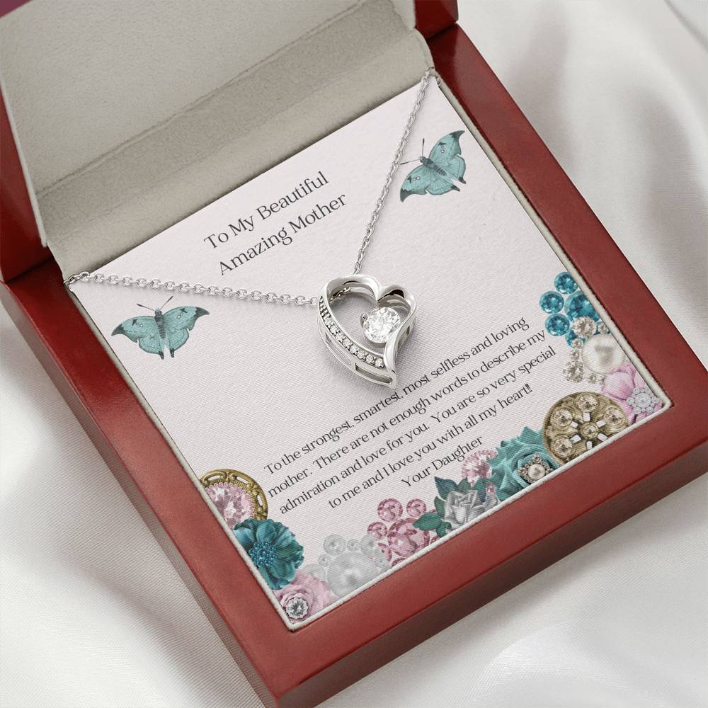 Mother, Beautiful and Amazing Heart Necklace