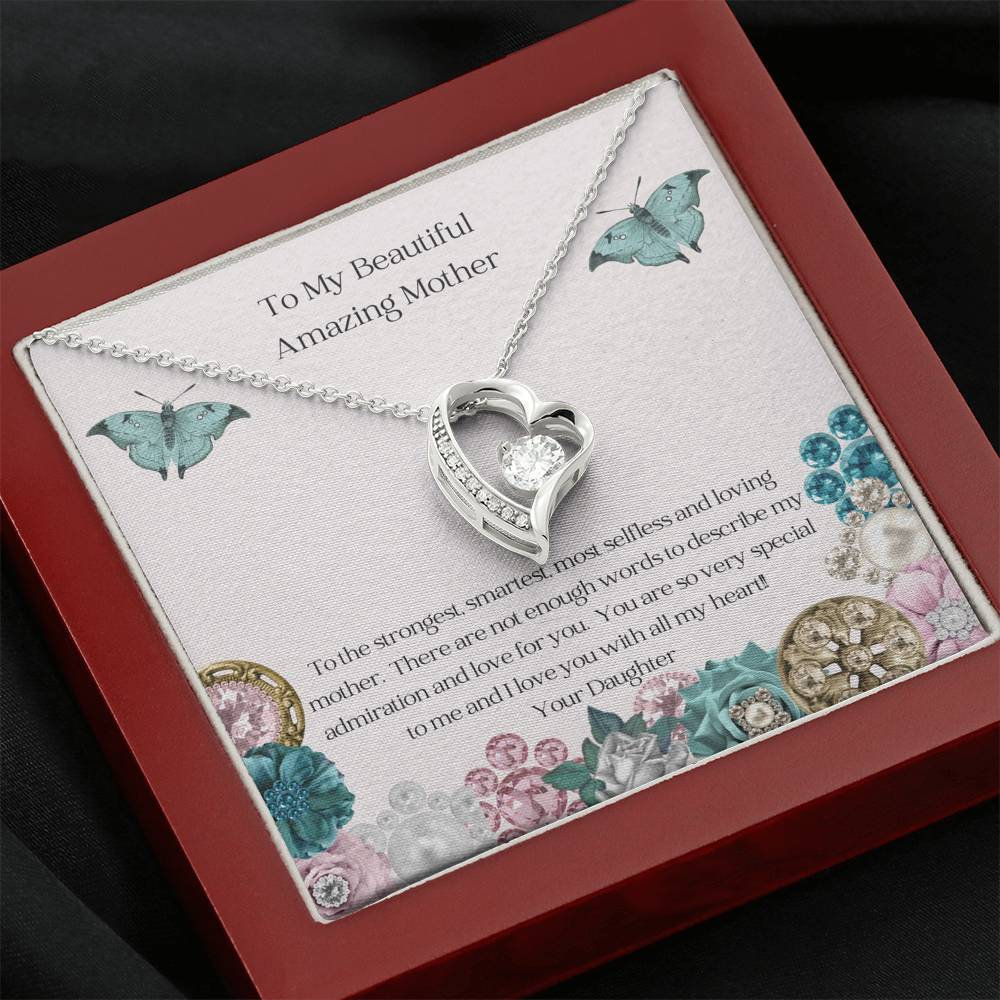 Mother, Beautiful and Amazing Heart Necklace