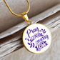 Pray More Worry Less Circle Pendant Necklace