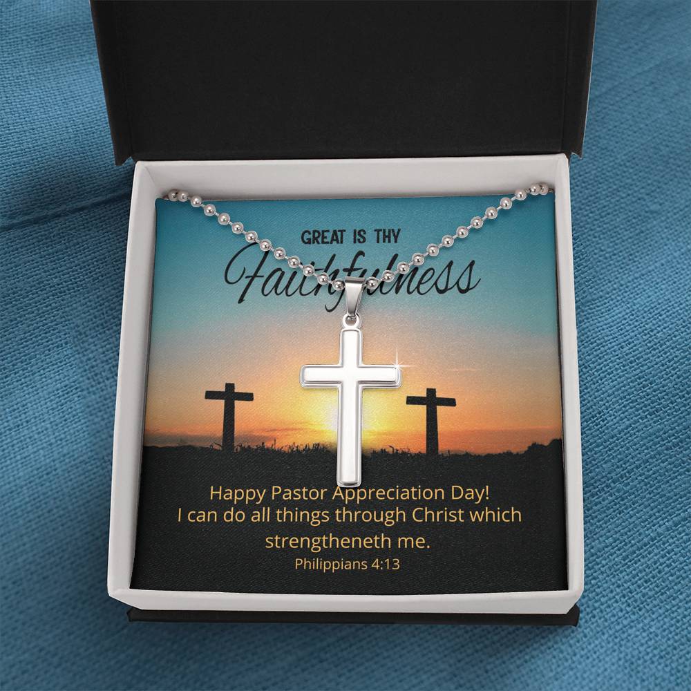 Great Is Thy Faithfulness Cross Necklace, Pastor Appreciation Day Gift