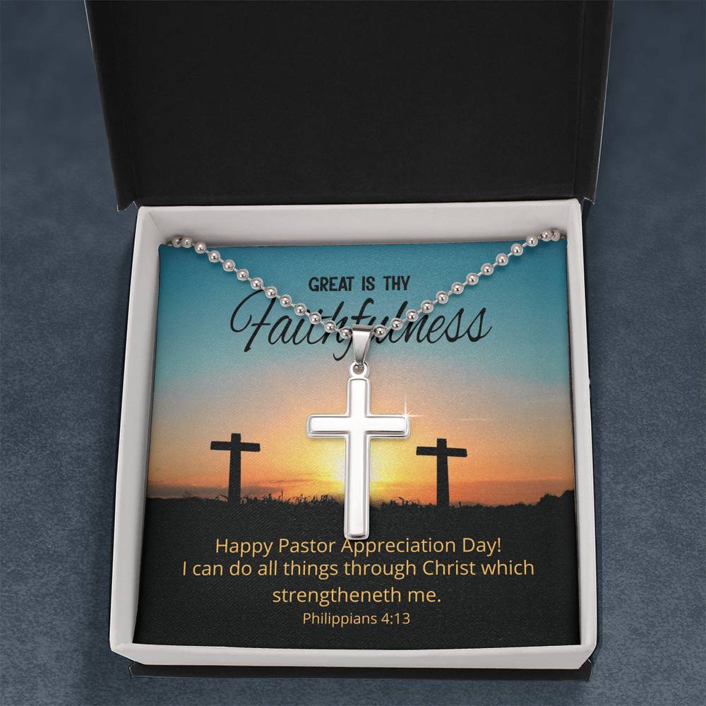 Great Is Thy Faithfulness Cross Necklace, Pastor Appreciation Day Gift
