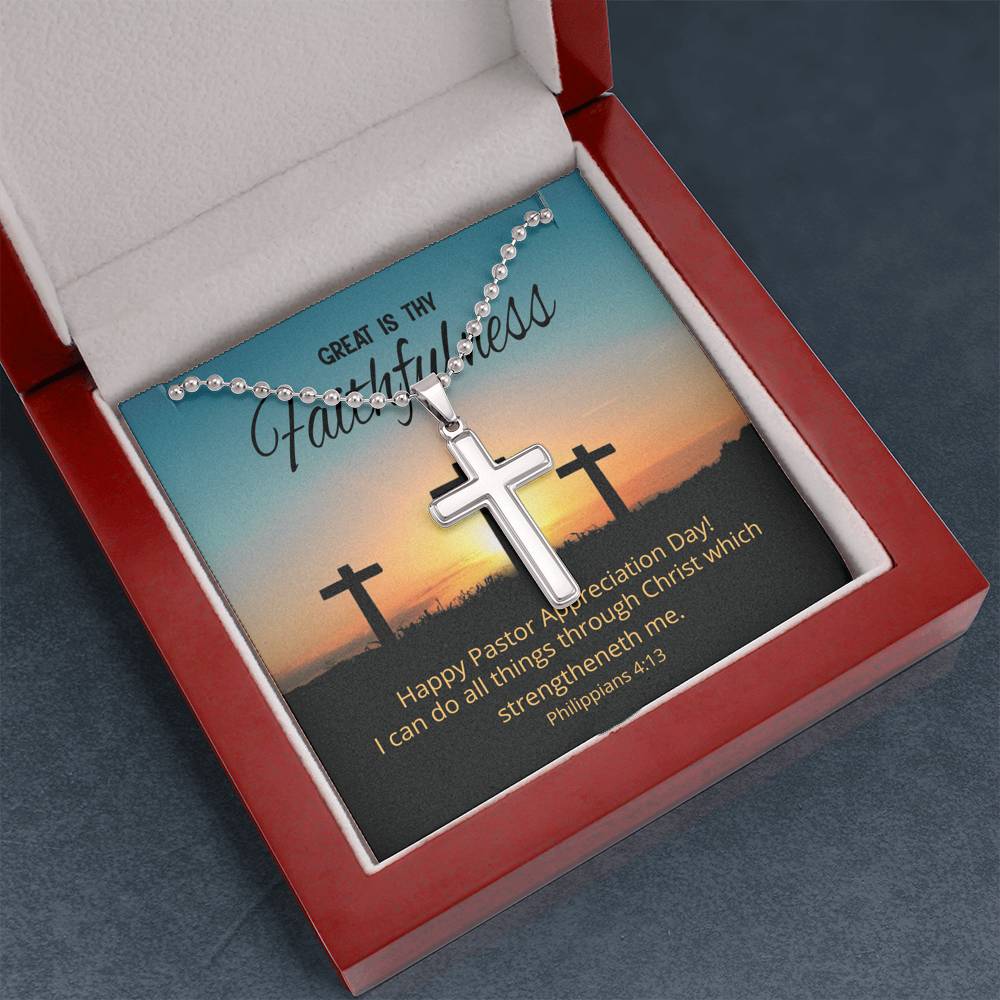Great Is Thy Faithfulness Cross Necklace, Pastor Appreciation Day Gift