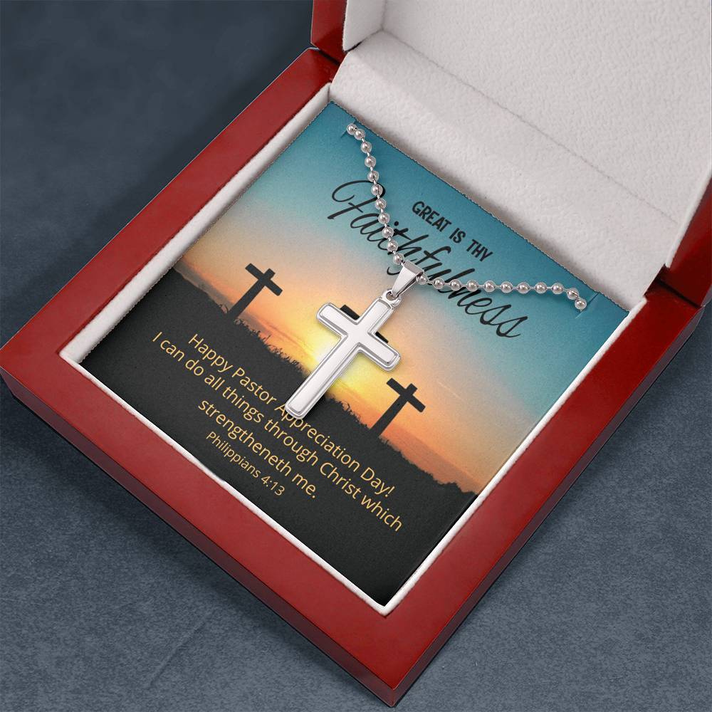 Great Is Thy Faithfulness Cross Necklace, Pastor Appreciation Day Gift
