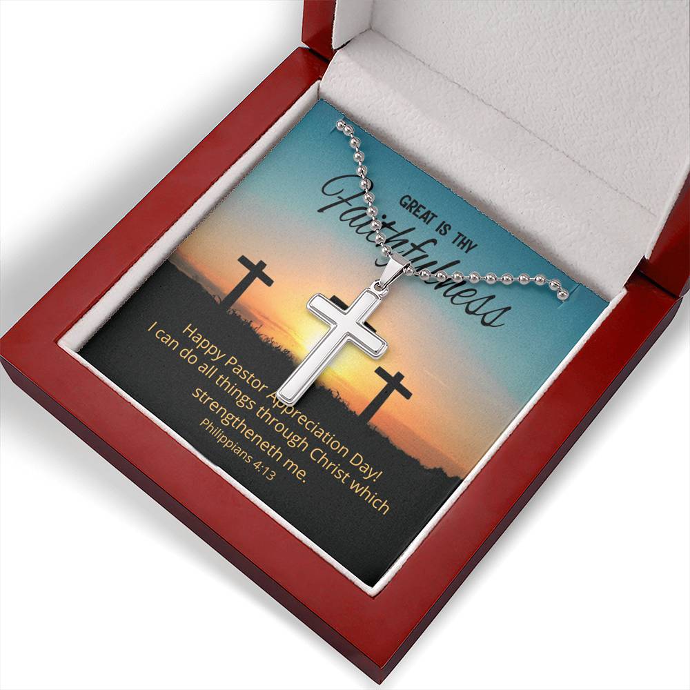 Great Is Thy Faithfulness Cross Necklace, Pastor Appreciation Day Gift