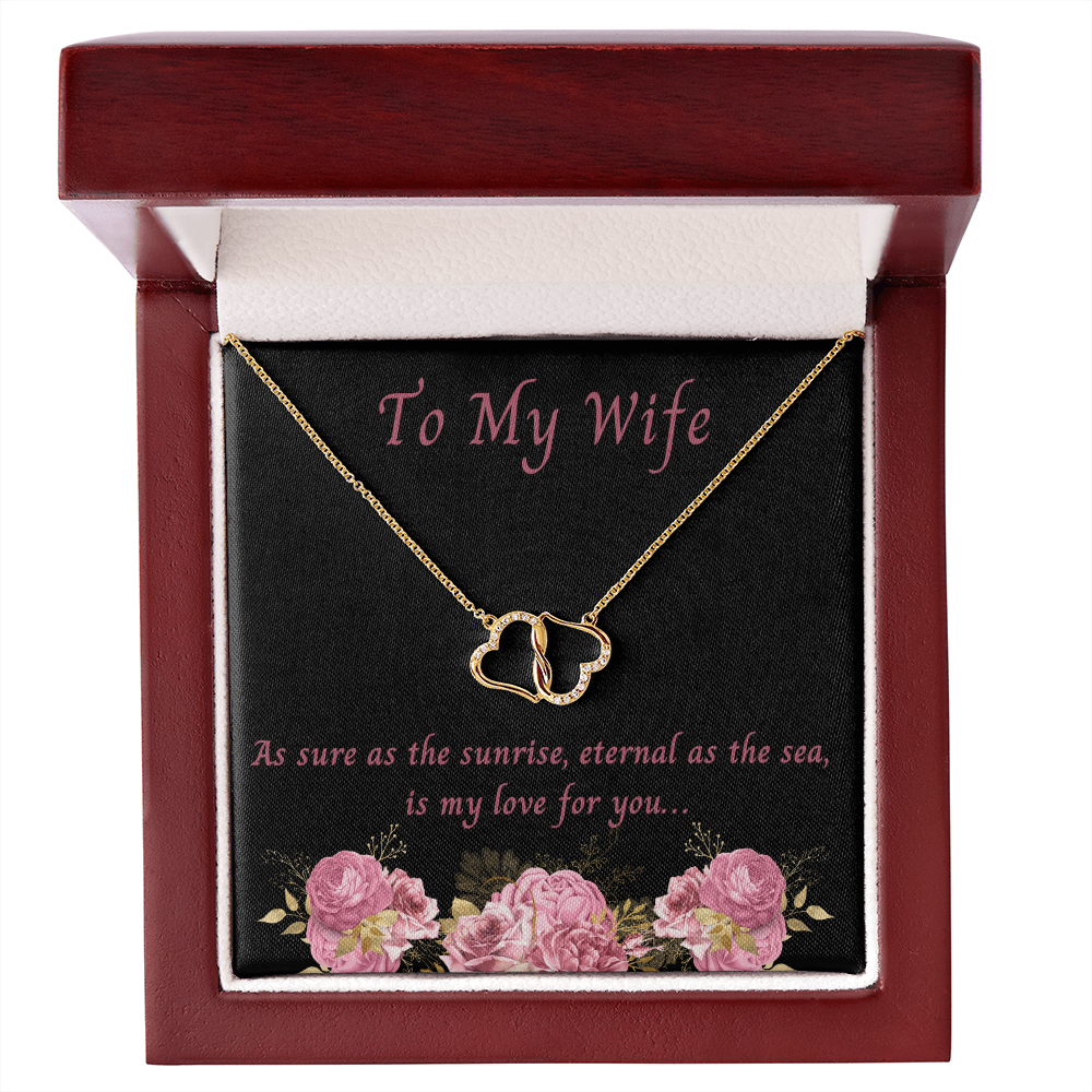 Wife, Eternal As The Sea Is My Love For You, Gold and Diamond Hearts Necklace