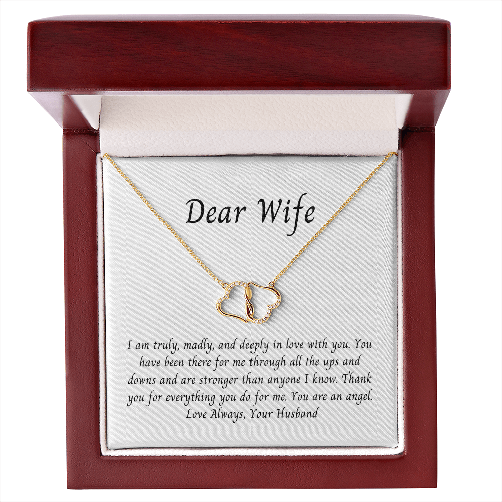 Wife, You are an Angel, Exquisite 10K Gold Hearts Necklace with Diamonds