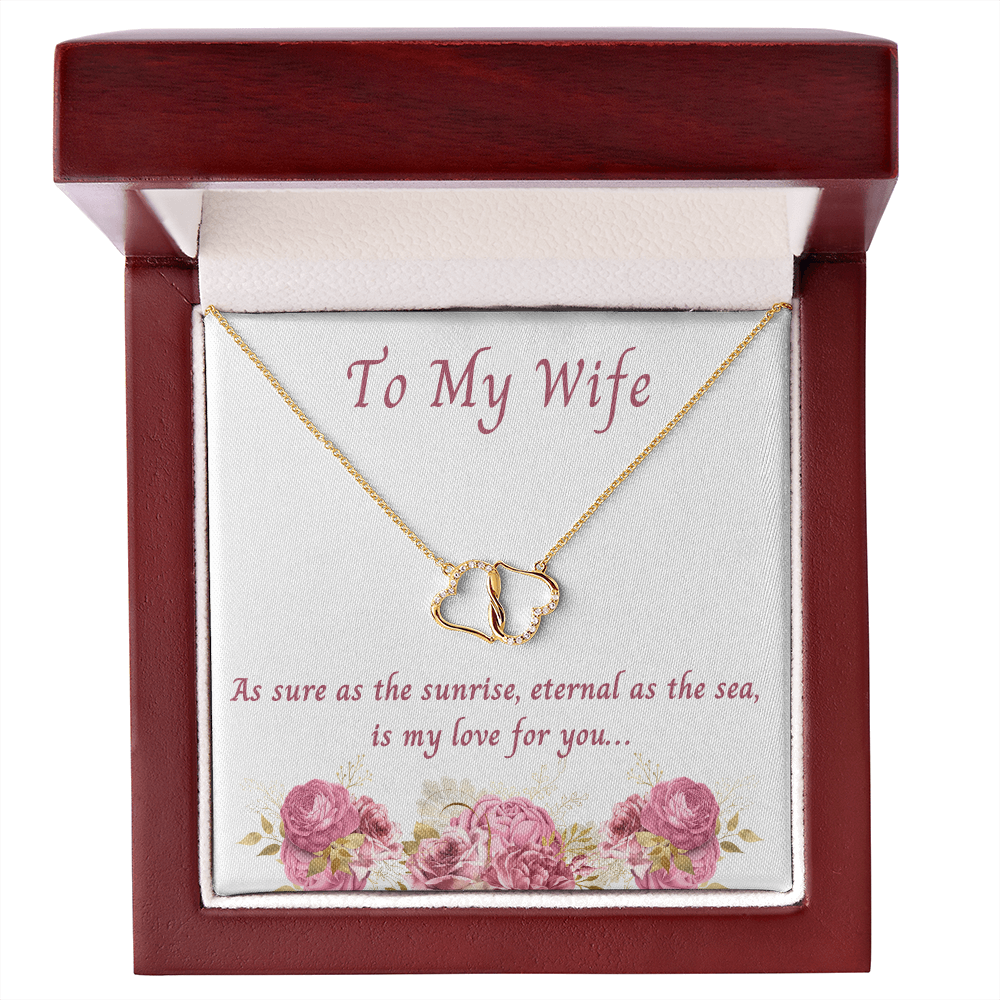 Wife, Eternal as The Sea, 10K Gold and Diamond Hearts Necklace