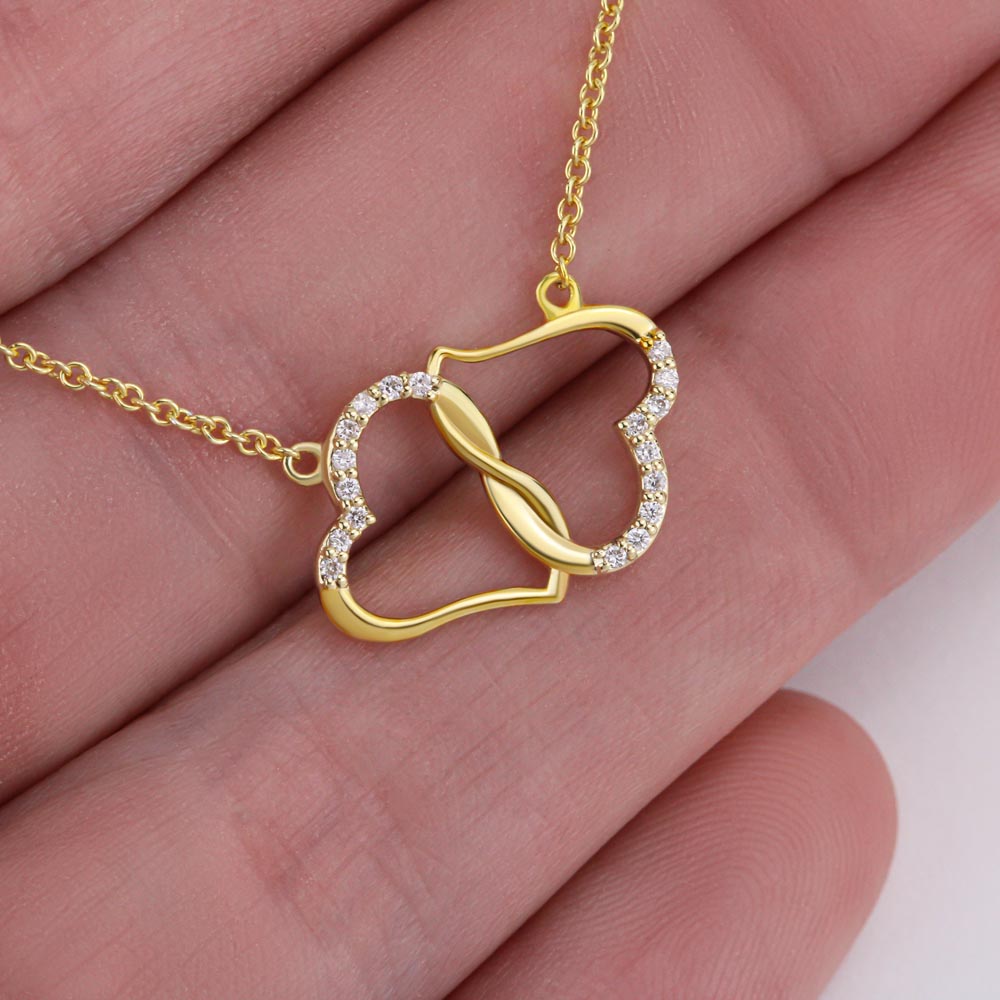 Wife, Eternal As The Sea Is My Love For You, Gold and Diamond Hearts Necklace