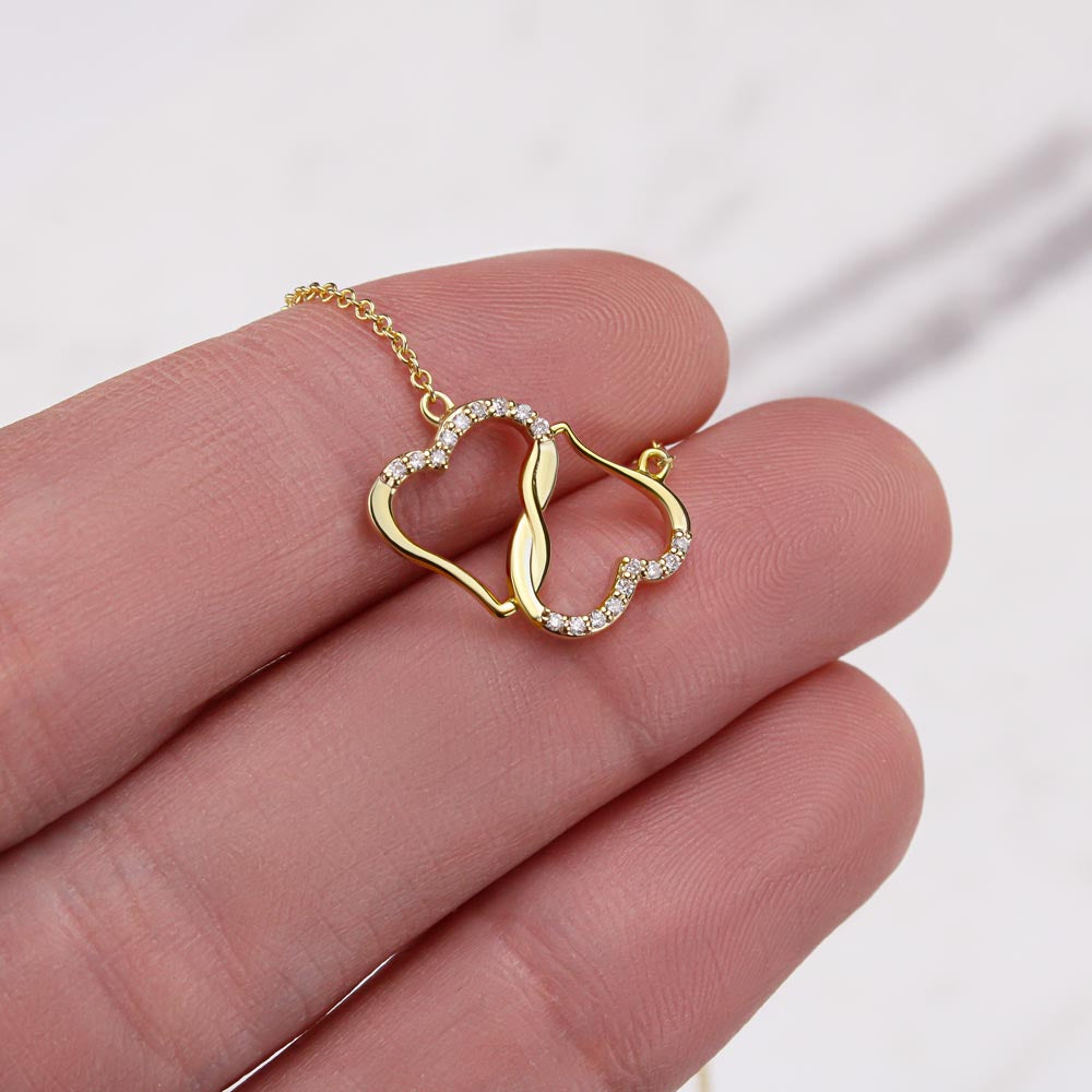 Wife, You are an Angel, Exquisite 10K Gold Hearts Necklace with Diamonds