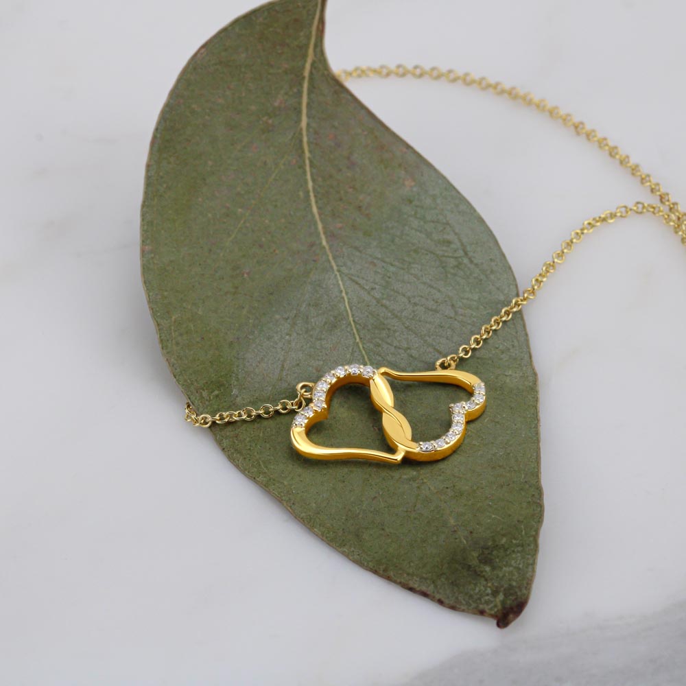 Wife, Eternal as The Sea, 10K Gold and Diamond Hearts Necklace