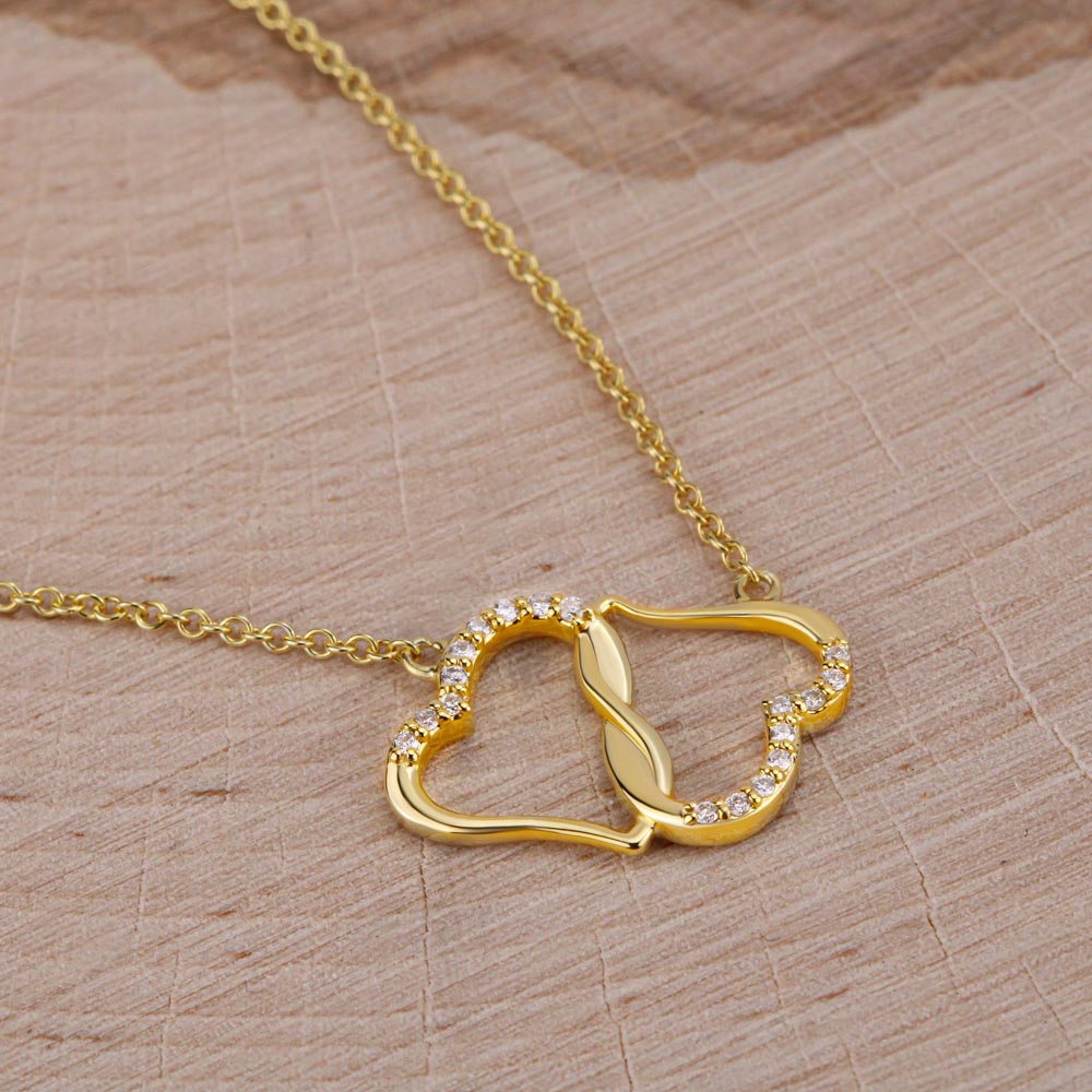 Wife, You are an Angel, Exquisite 10K Gold Hearts Necklace with Diamonds