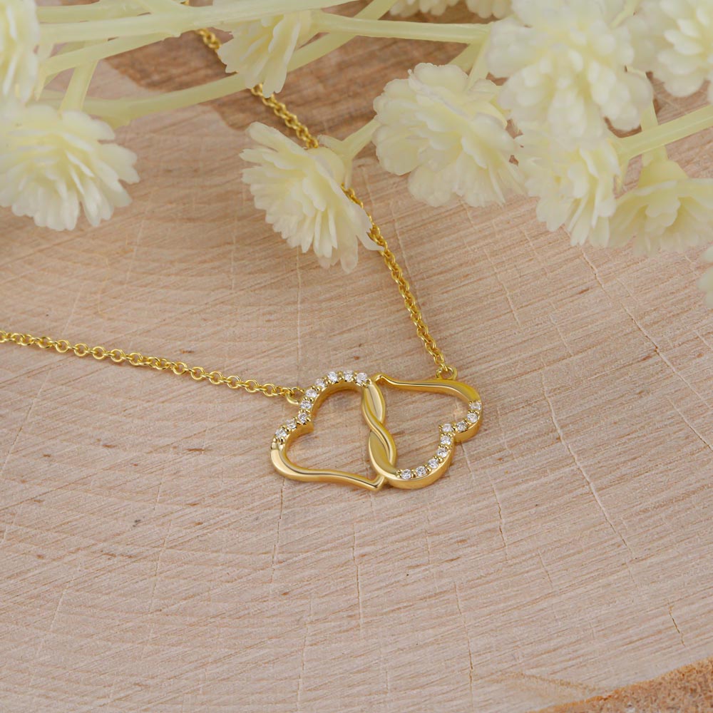 Wife, You are an Angel, Exquisite 10K Gold Hearts Necklace with Diamonds