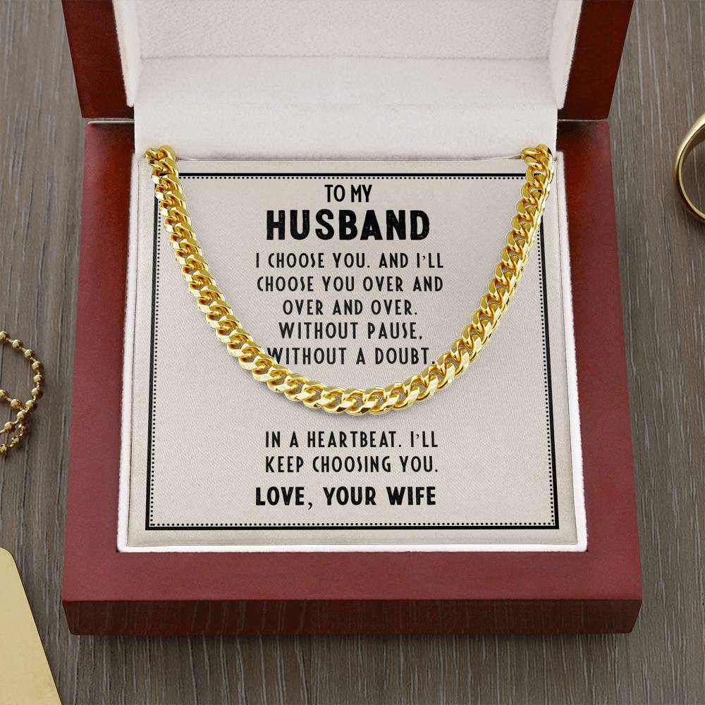 Husband, I Choose You, Cuban Link Chain Necklace