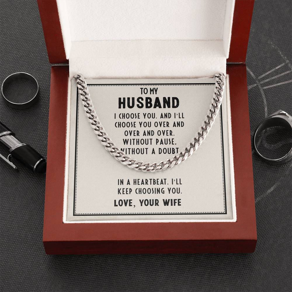 Husband, I Choose You, Cuban Link Chain Necklace