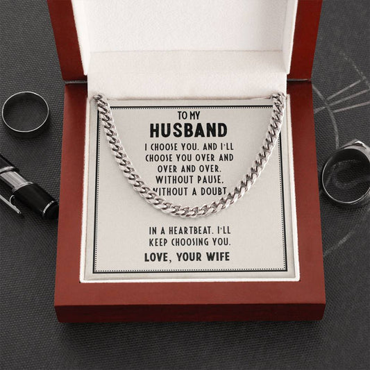 Husband, I Choose You, Cuban Link Chain Necklace