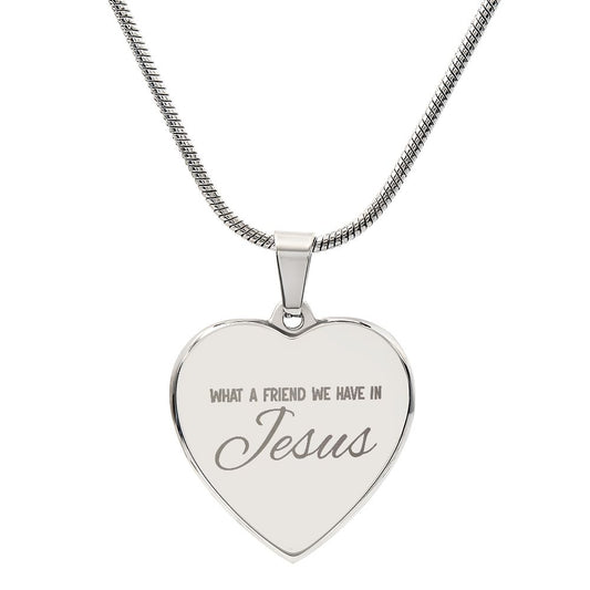 Engraved Heart Necklace Religious Personalized Gift What A Friend We Have In Jesus