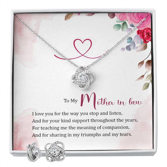 Mother in Law, Throughout the Years, Love Knot Necklace and Earring Set