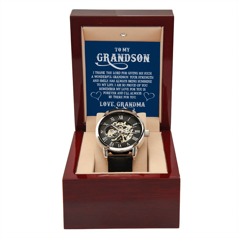 Grandson, I'll Always Be There For You, Men's Openwork Watch, From Grapndma
