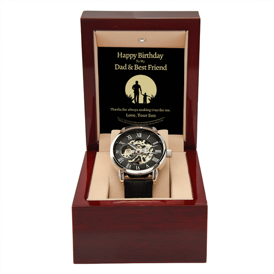 Dad, Happy Birthday To My Dad & Best Friend, Men's Openwork Watch