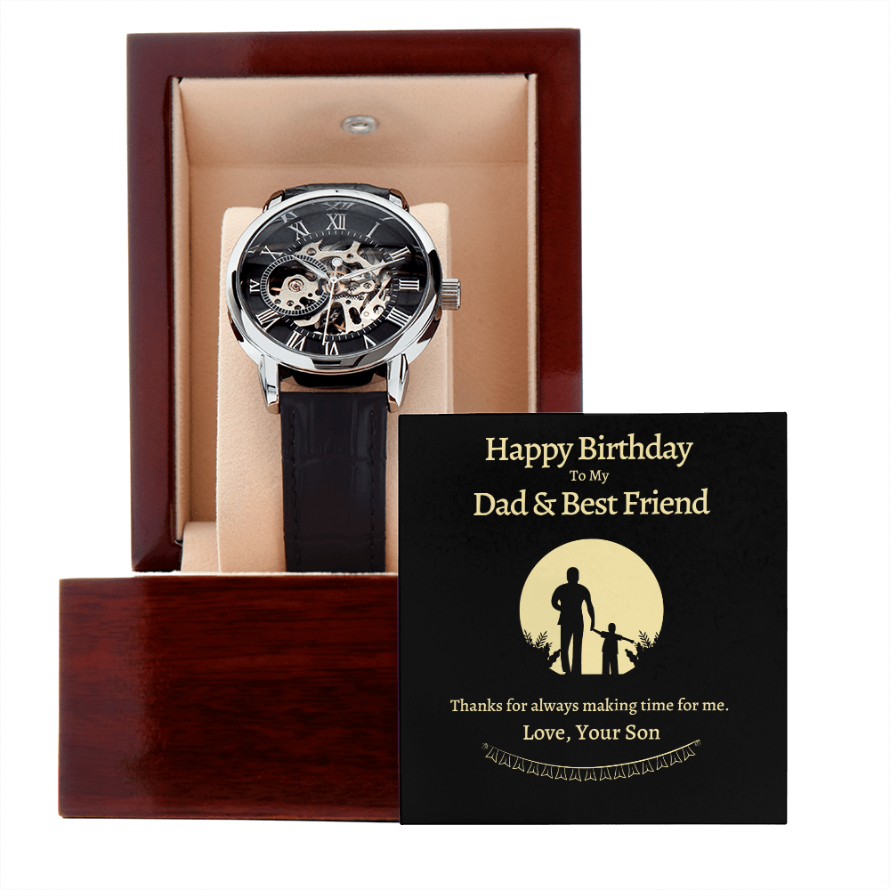 Dad, Happy Birthday To My Dad & Best Friend, Men's Openwork Watch