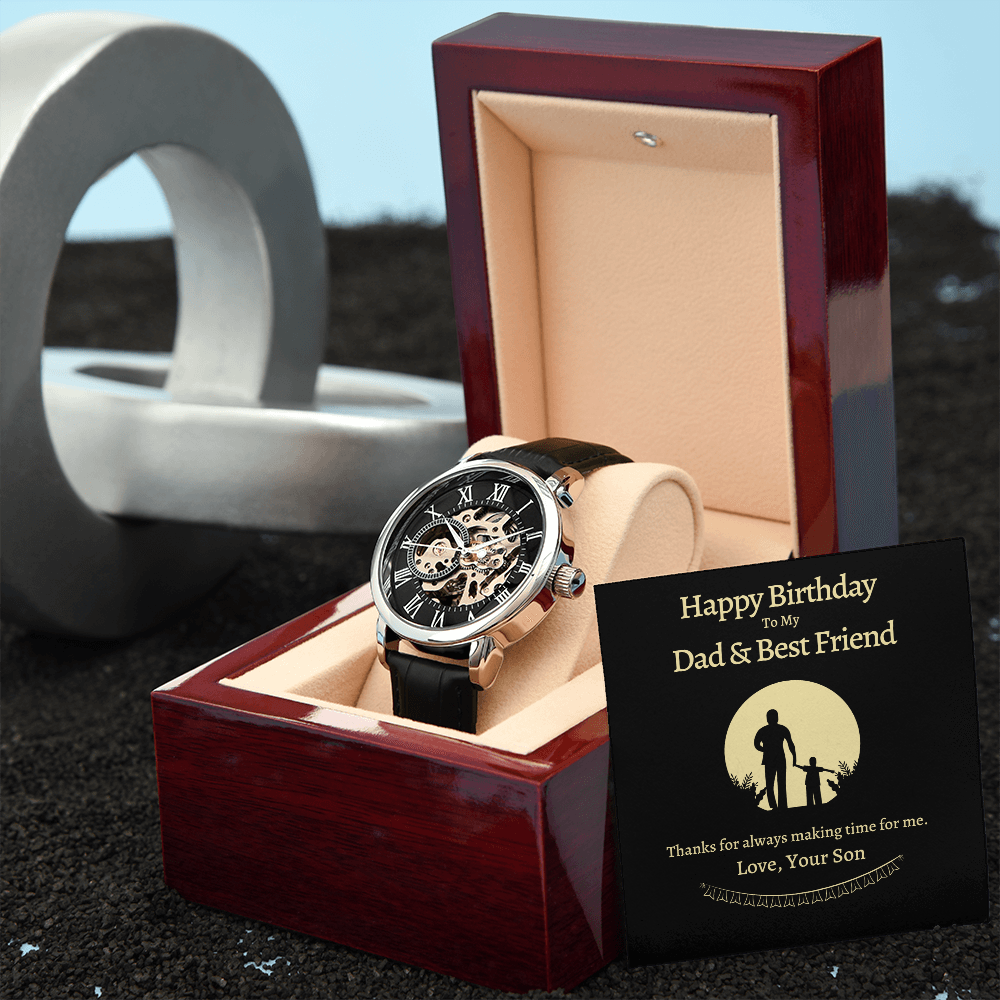 Dad, Happy Birthday To My Dad & Best Friend, Men's Openwork Watch