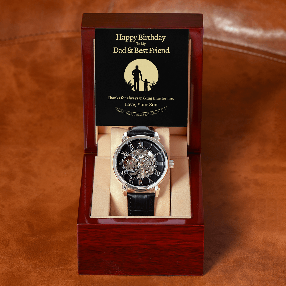 Dad, Happy Birthday To My Dad & Best Friend, Men's Openwork Watch