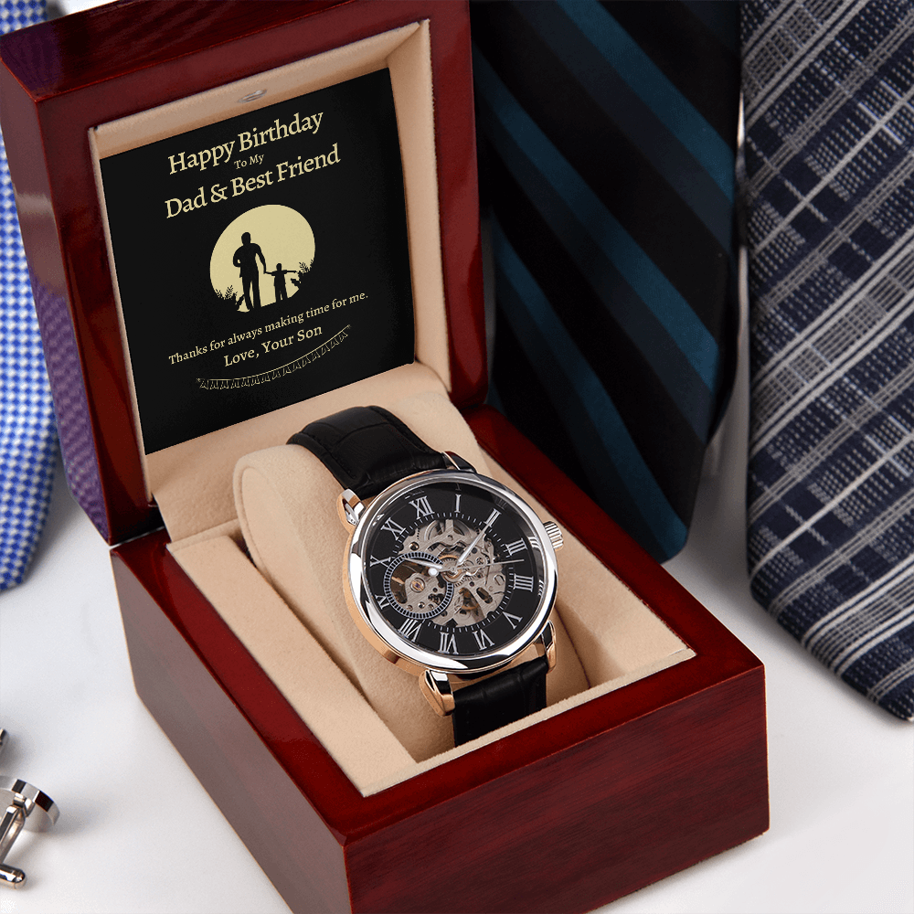 Dad, Happy Birthday To My Dad & Best Friend, Men's Openwork Watch