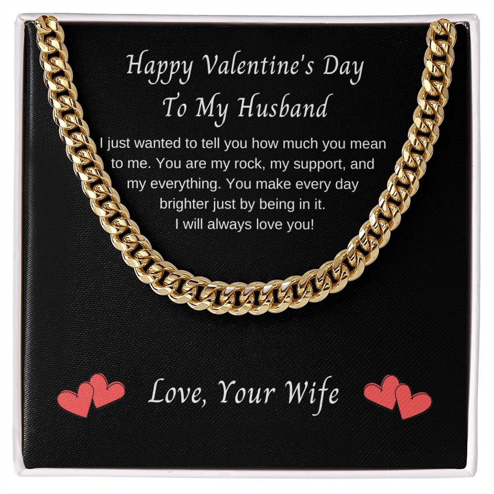 Valentine Gift for Husband, Cuban Link Chain Necklace