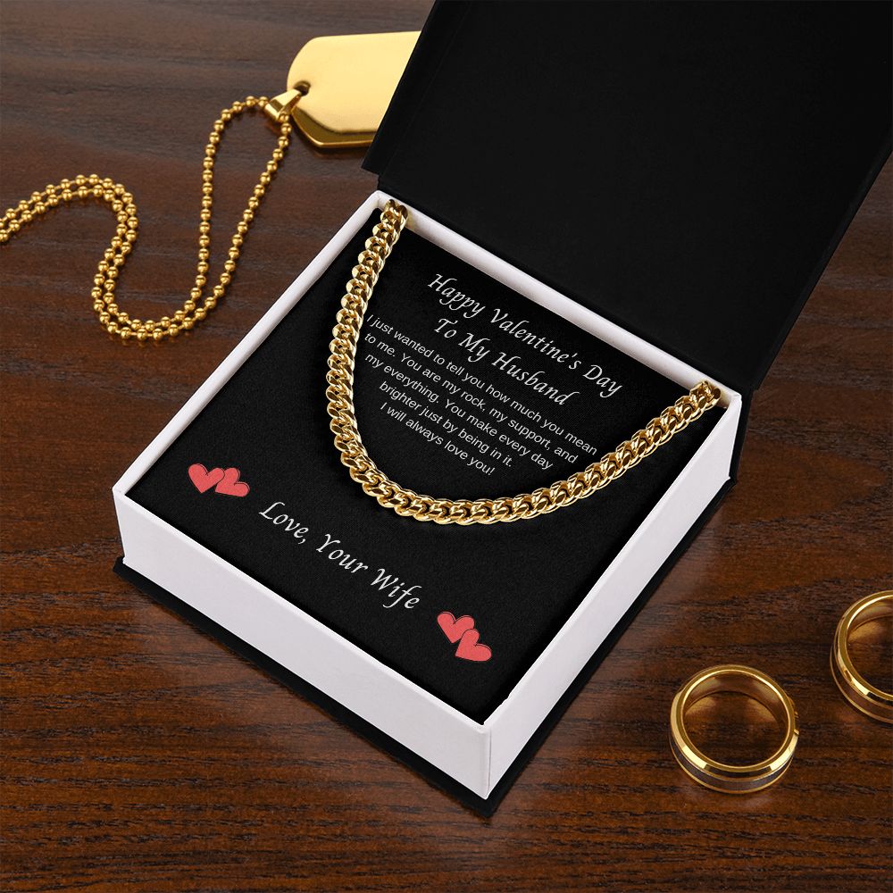 Valentine Gift for Husband, Cuban Link Chain Necklace