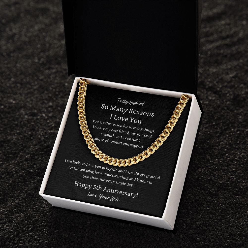 Husband, Happy 5th Anniversary, Cuban Link Chain Necklace