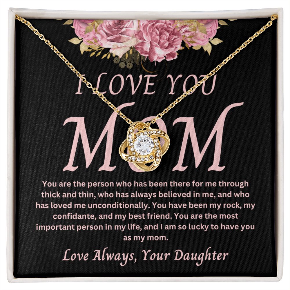 To Mom from Daughter Love Knot Necklace Jewelry Gift for Mom