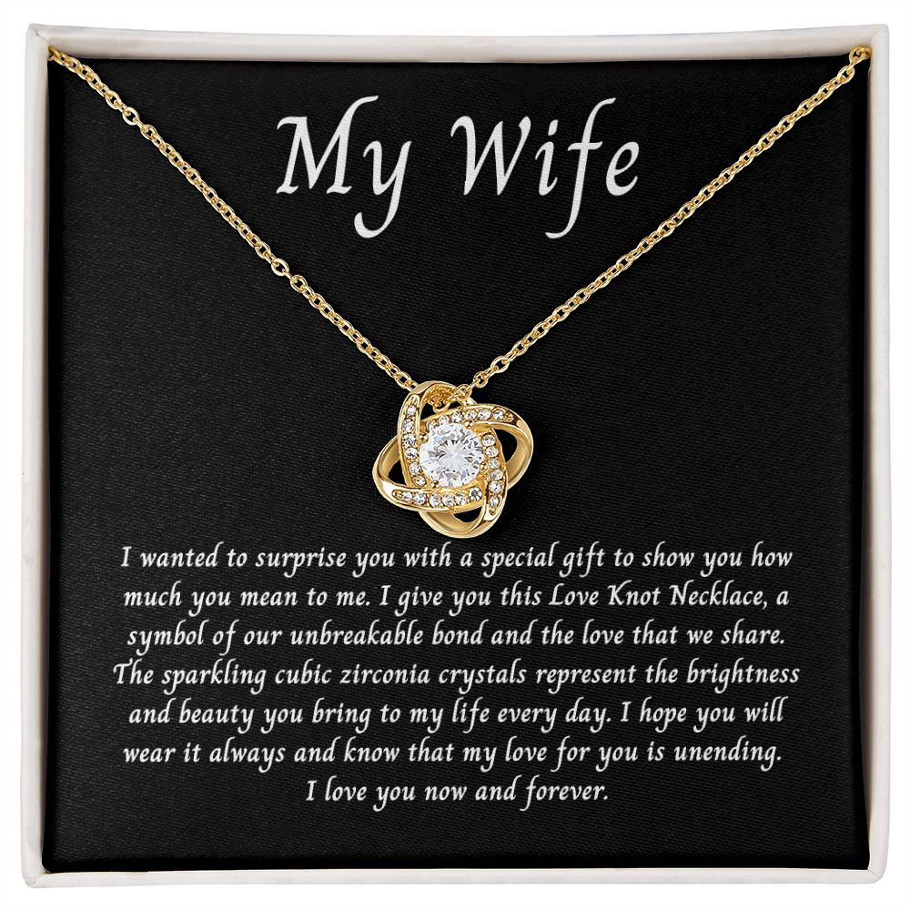 To My Wife Love Knot Necklace Unbreakable Bond
