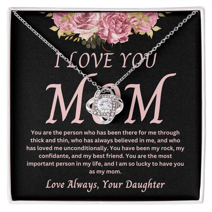 To Mom from Daughter Love Knot Necklace Jewelry Gift for Mom