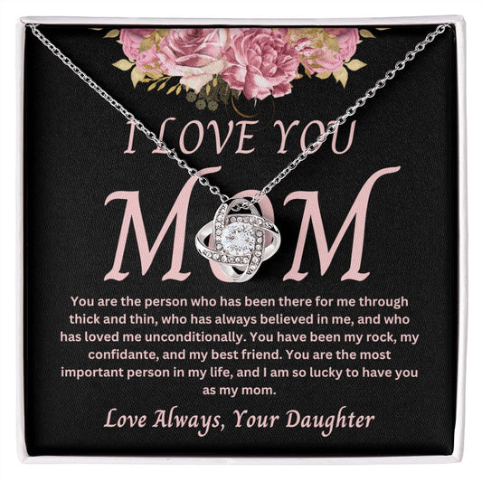 To Mom from Daughter Love Knot Necklace Jewelry Gift for Mom