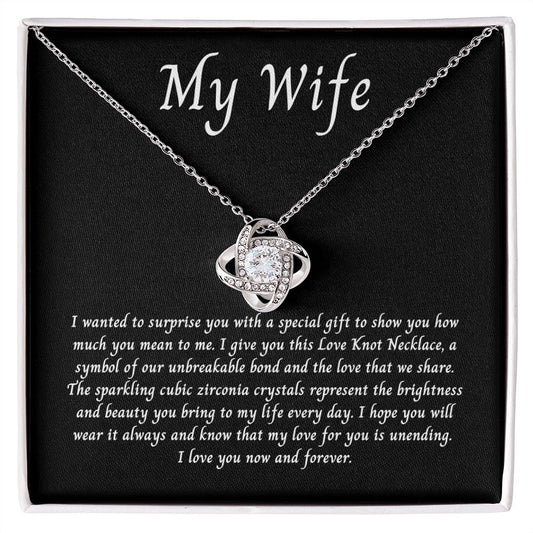 To My Wife Love Knot Necklace Unbreakable Bond