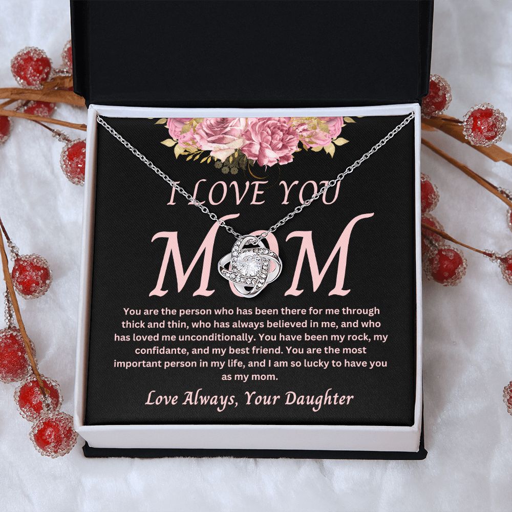 To Mom from Daughter Love Knot Necklace Jewelry Gift for Mom