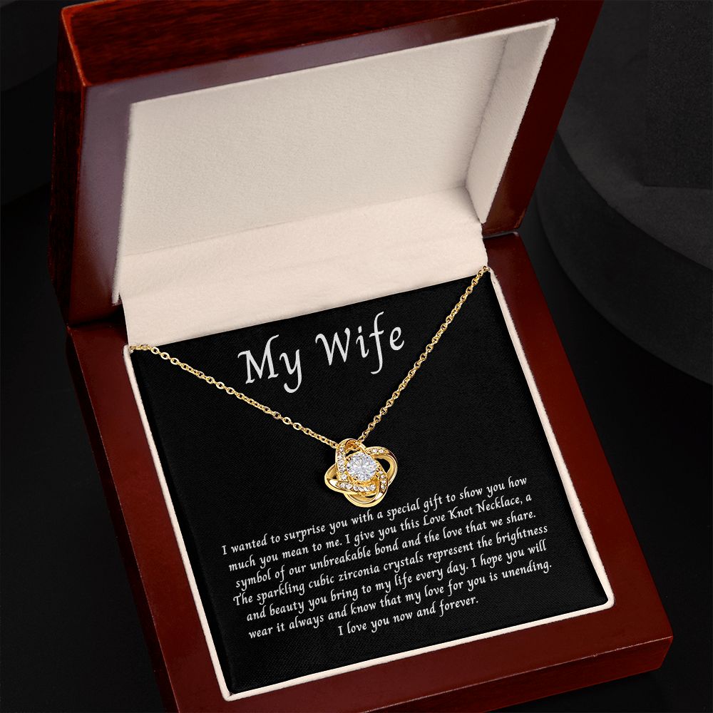 To My Wife Love Knot Necklace Unbreakable Bond