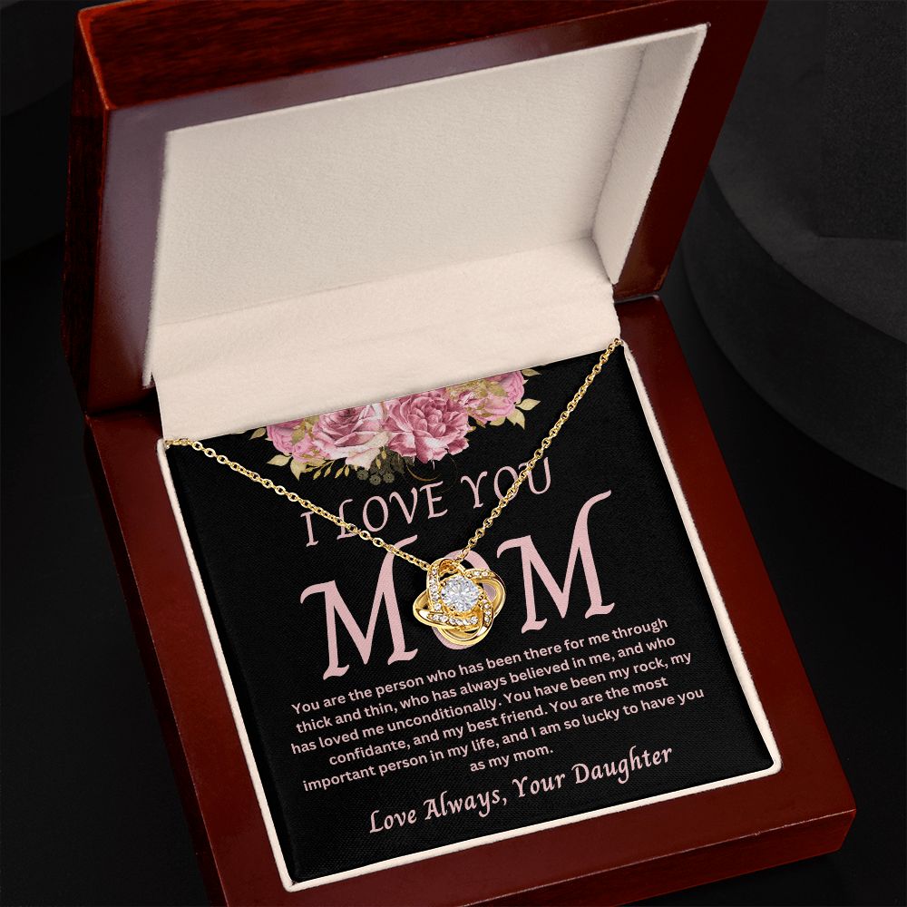 To Mom from Daughter Love Knot Necklace Jewelry Gift for Mom