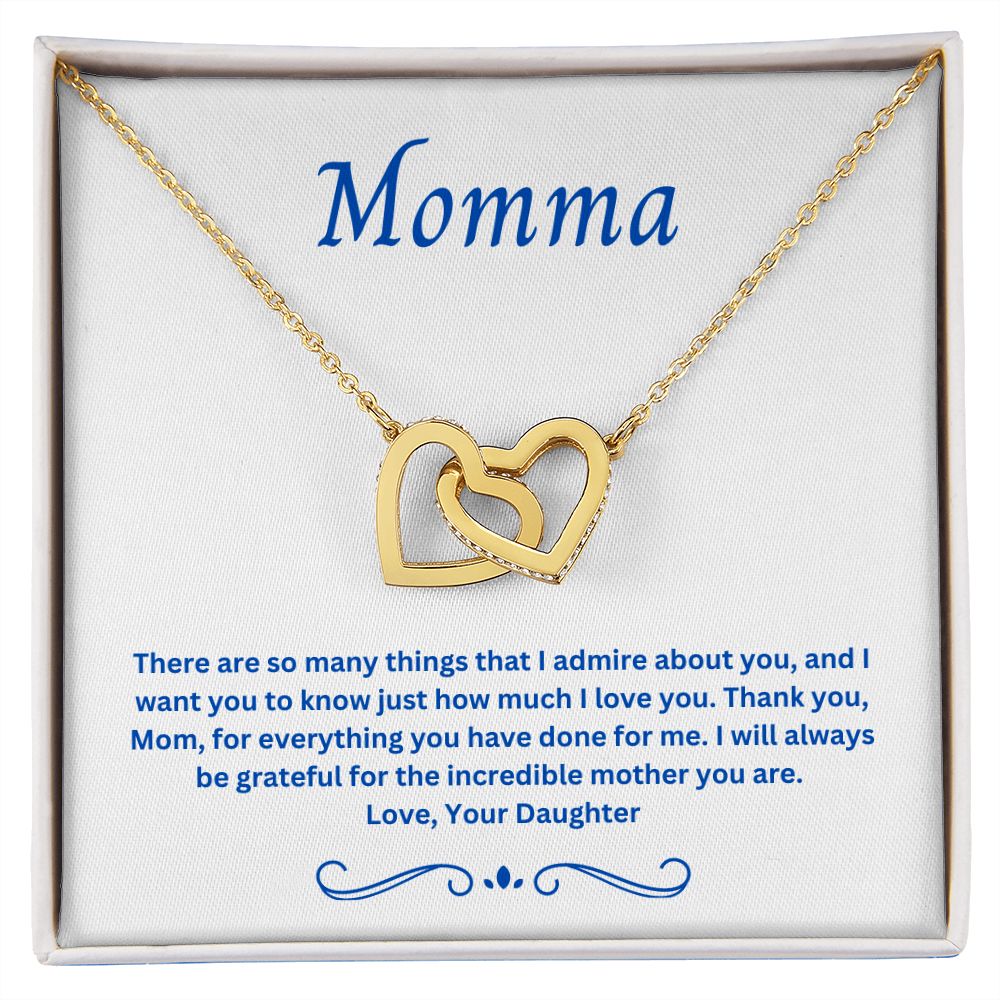 Momma Interlocking Hearts Necklace from Daughter