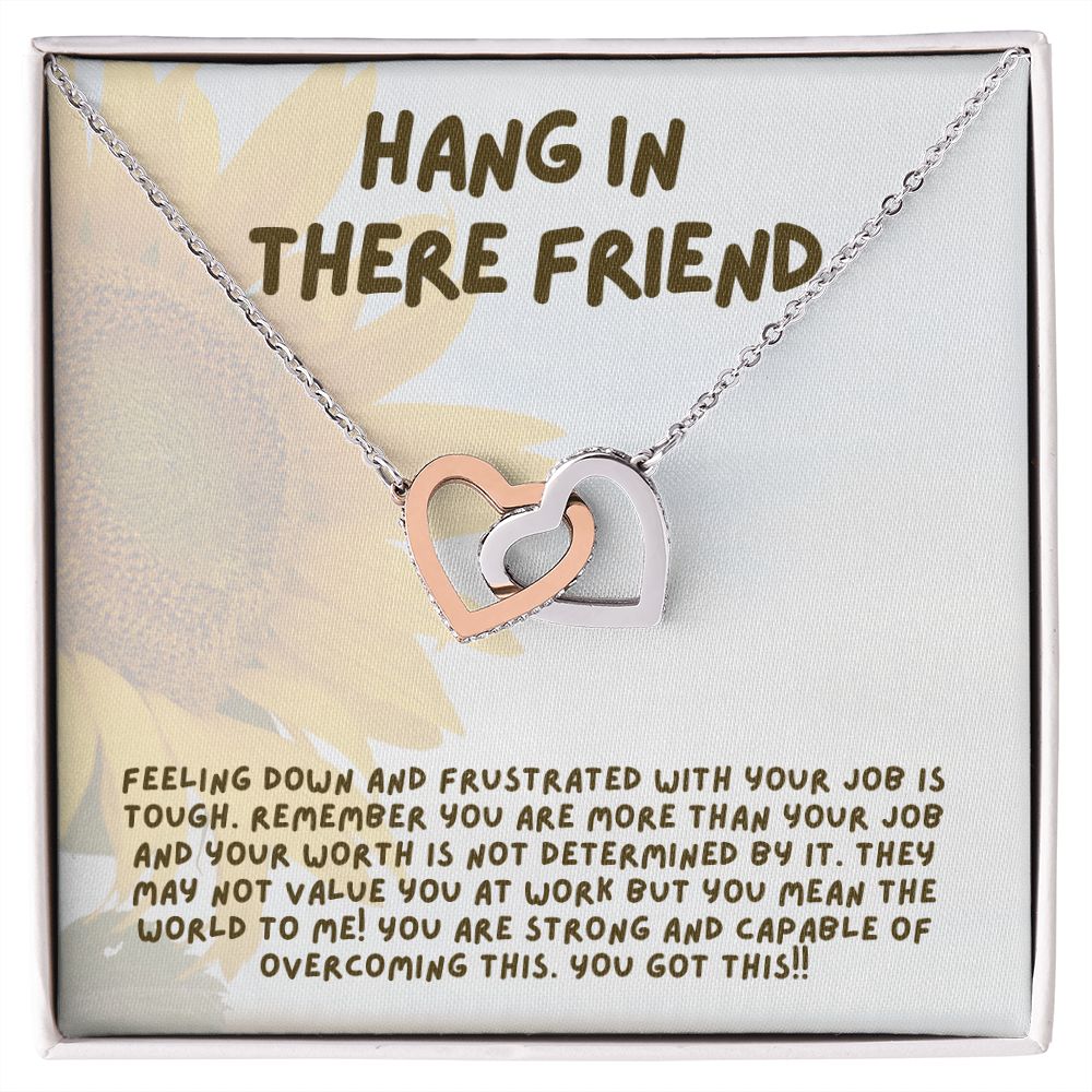 Friend Necklace, Interlocking Hearts Pendant, Encouragement