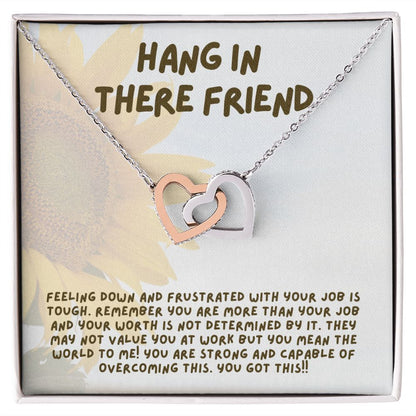 Friend Necklace, Interlocking Hearts Pendant, Encouragement